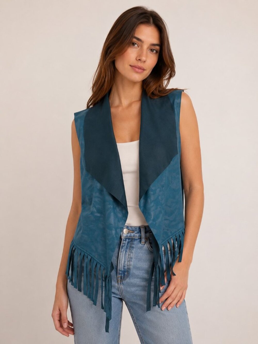 Green Fringe Vest Boho Chic One Size Fits All